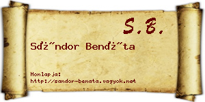 Sándor Benáta névjegykártya